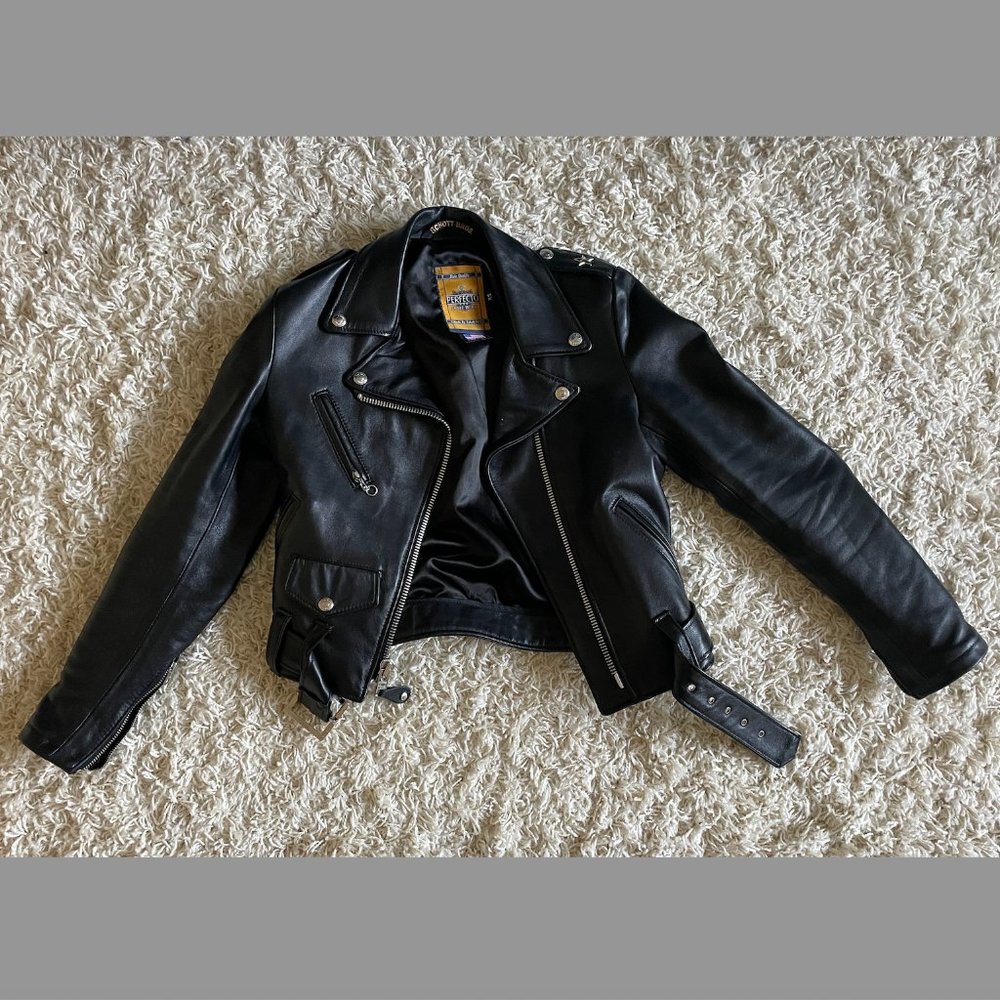 Schott NYC women's Perfecto lambskin leather jacket, size XS